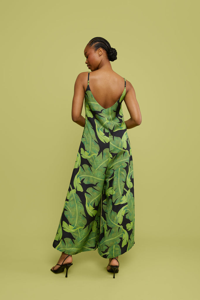 Lani Linen Jumpsuit in Selva