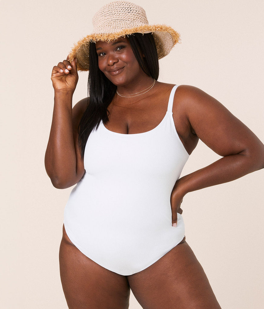 The Amalfi One Piece -  Eco Ribbed - White - Long Torso