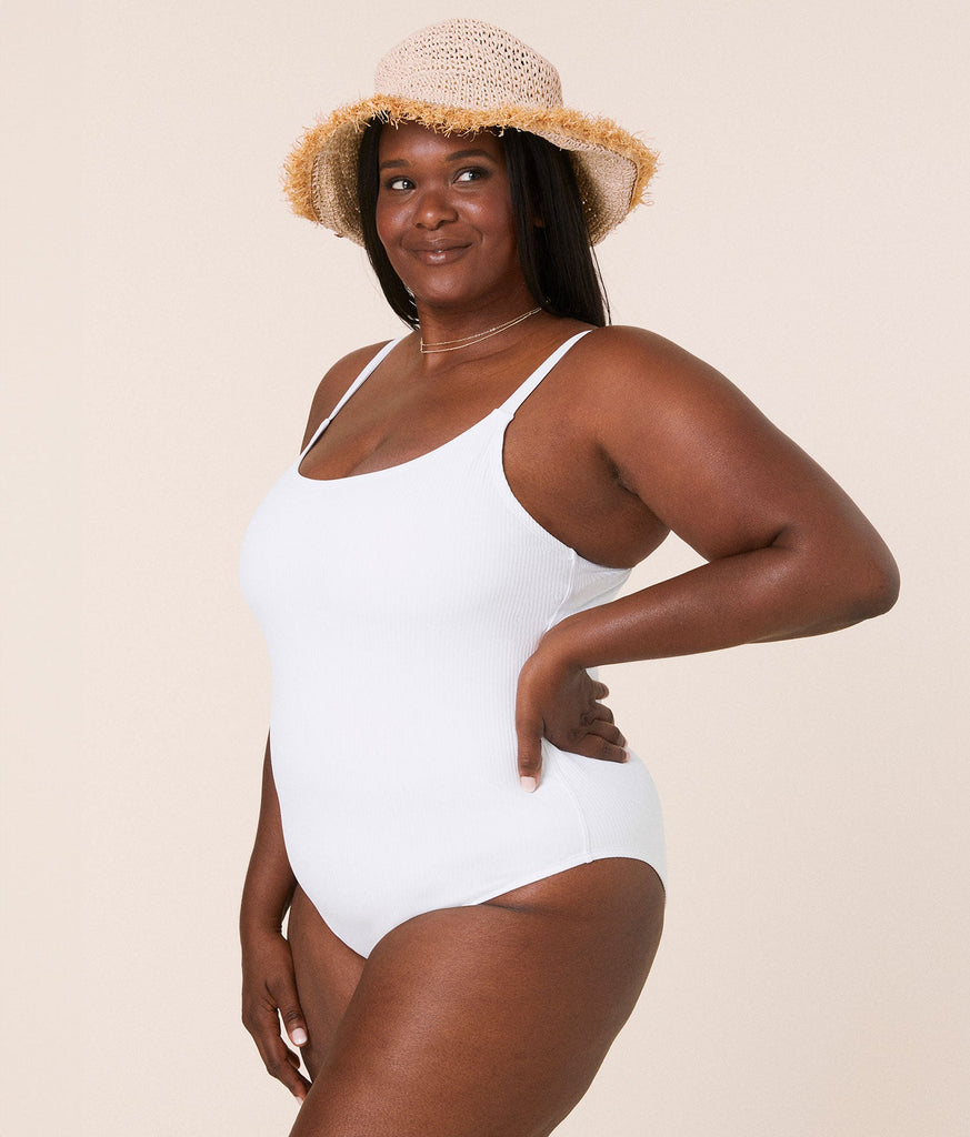 The Amalfi One Piece -  Eco Ribbed - White - Long Torso