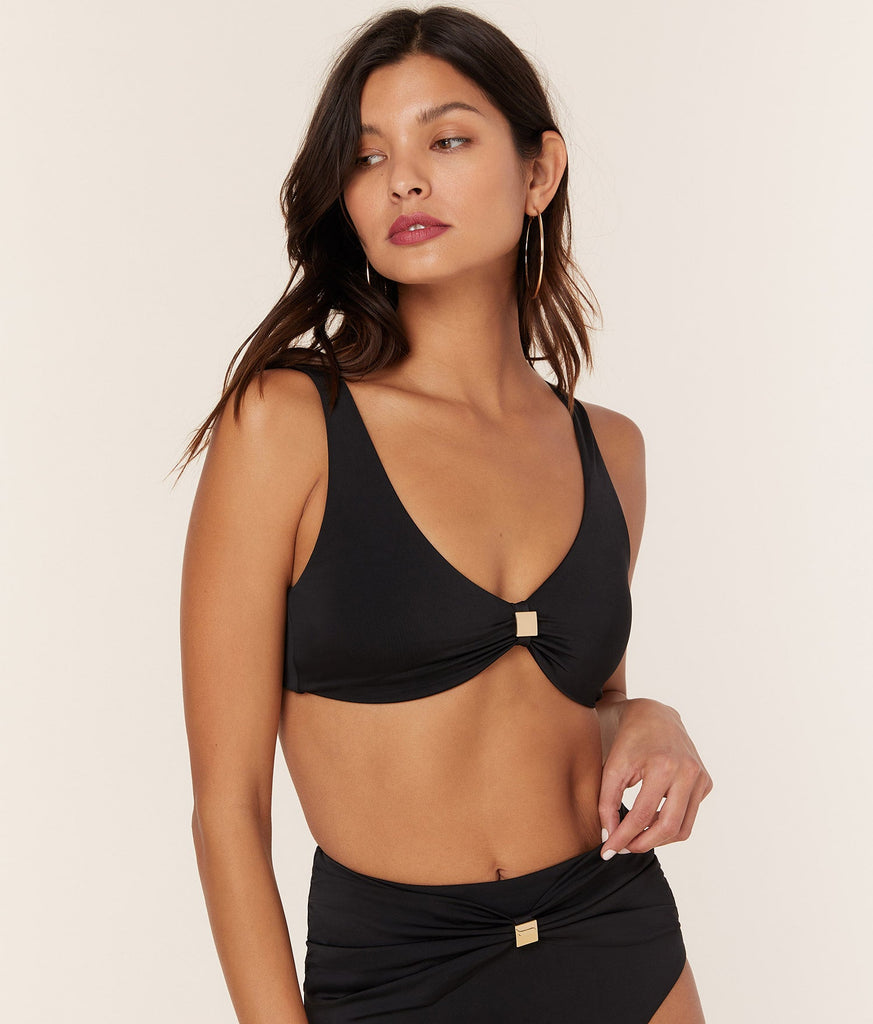 The Dalia Bikini Top - Eco Nylon - Black