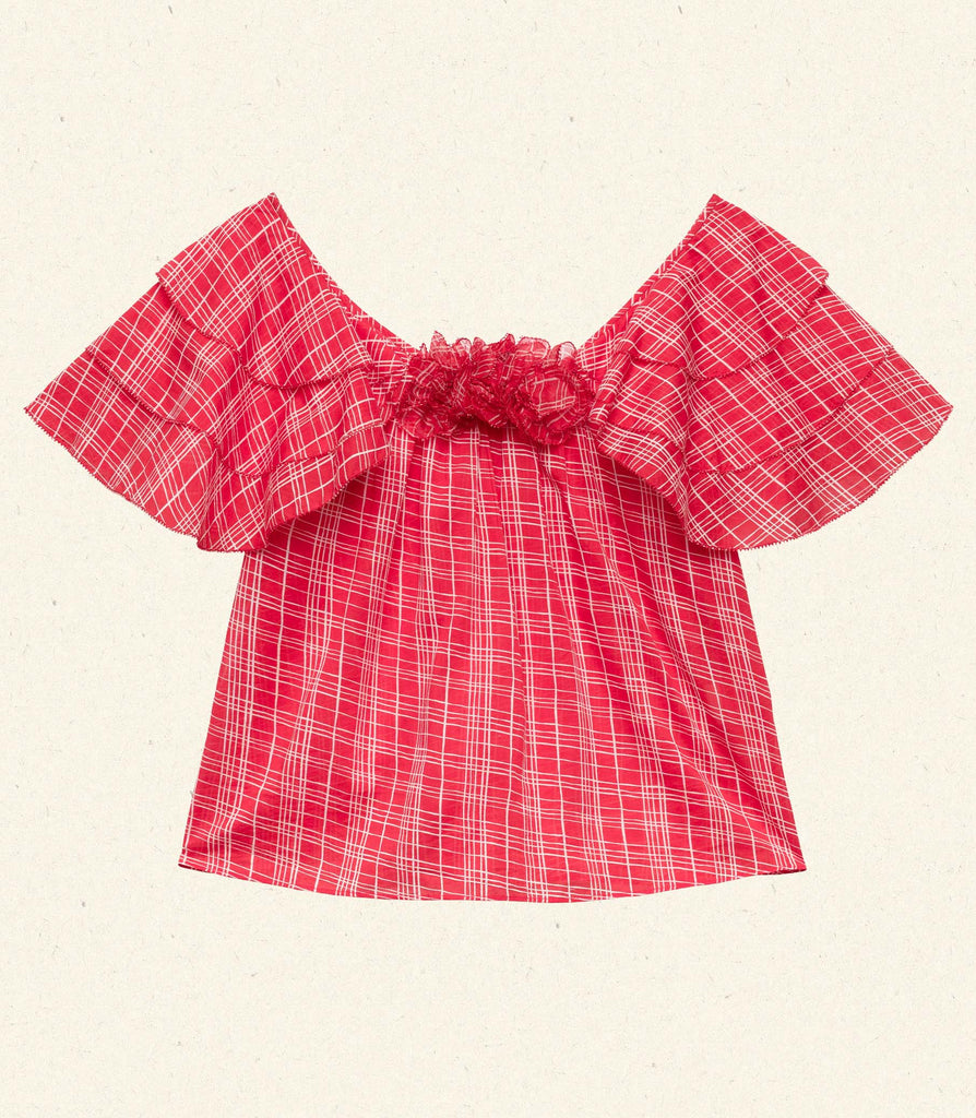 ANALICIA TOP -- SYLVIE PLAID