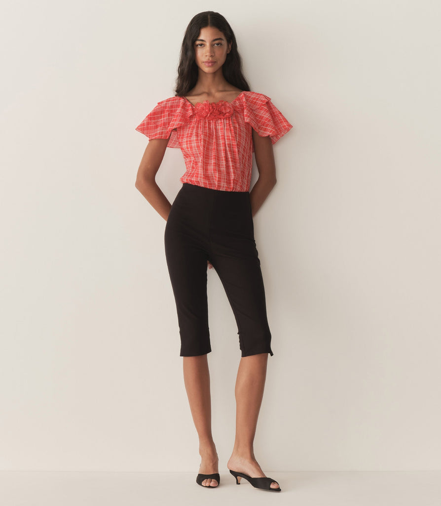 ANALICIA TOP -- SYLVIE PLAID