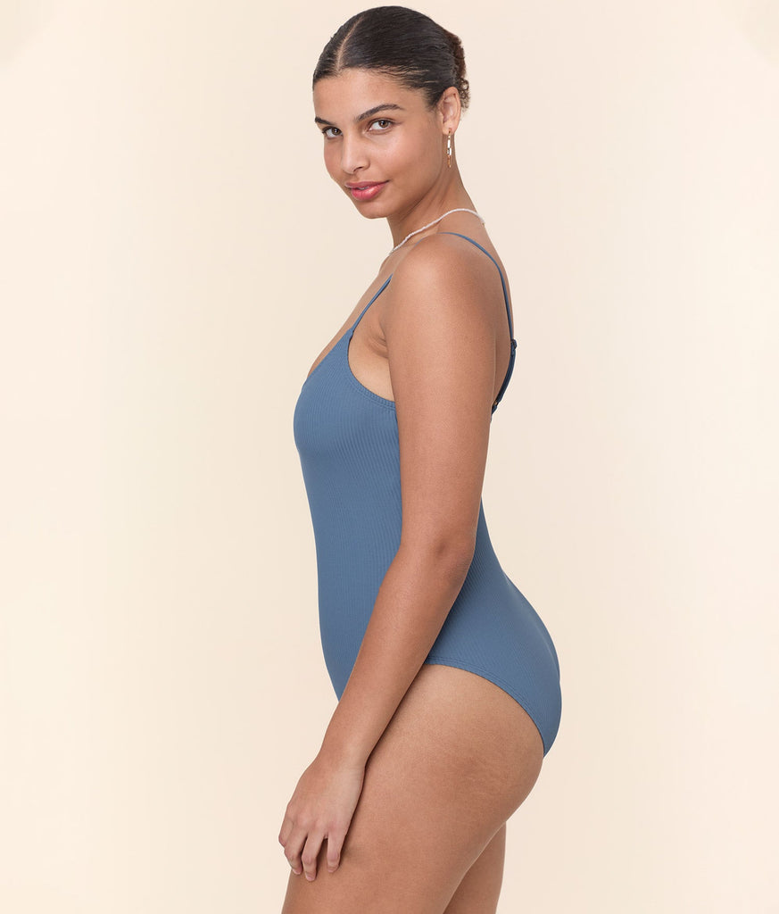 The Amalfi One Piece - Eco Ribbed - Slate - Long Torso