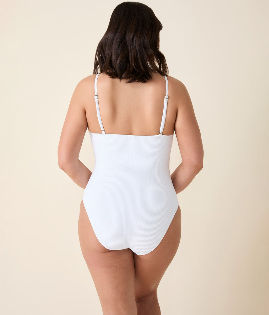The Amalfi One Piece -  Eco Ribbed - White - Long Torso