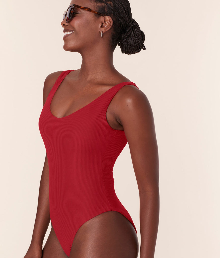 The Ibiza One Piece - Eco Ribbed - Flame - Long Torso