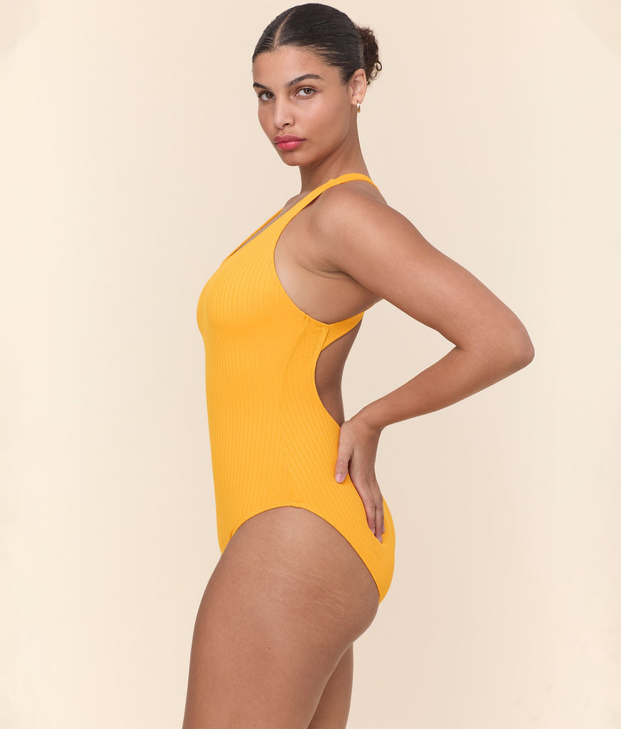 The Tulum One Piece - Wide Rib - Tangerine - Long Torso
