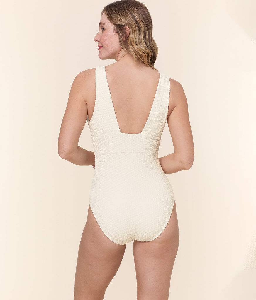 The Mykonos One Piece - Textured Weave - Gardenia - Long Torso