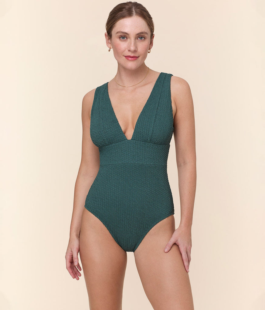 The Mykonos One Piece - Textured Weave - Seaweed - Long Torso