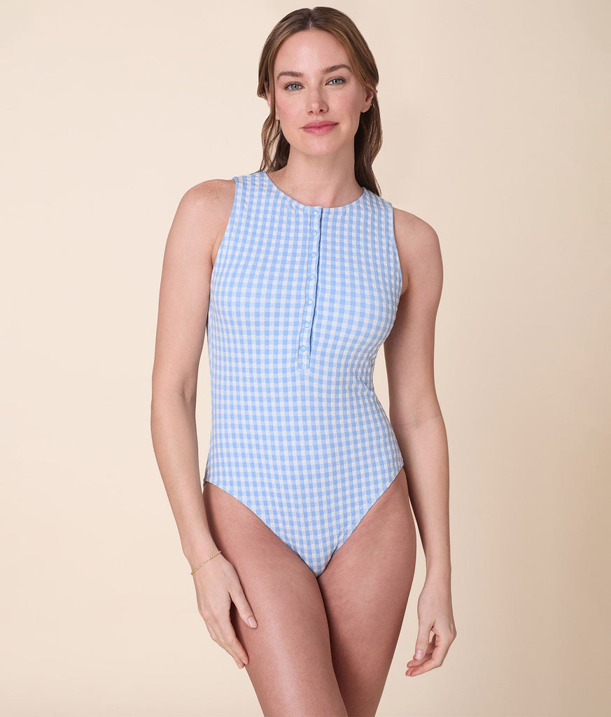 The Malibu One Piece - Crinkle Gingham - Sky Gingham - Classic