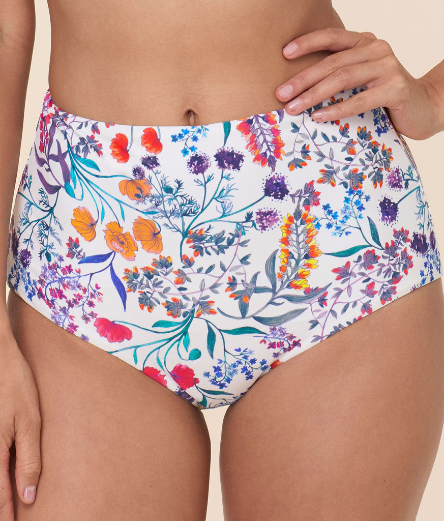 The Super High Waist Bikini Bottom - Eco Nylon - Botanical Floral
