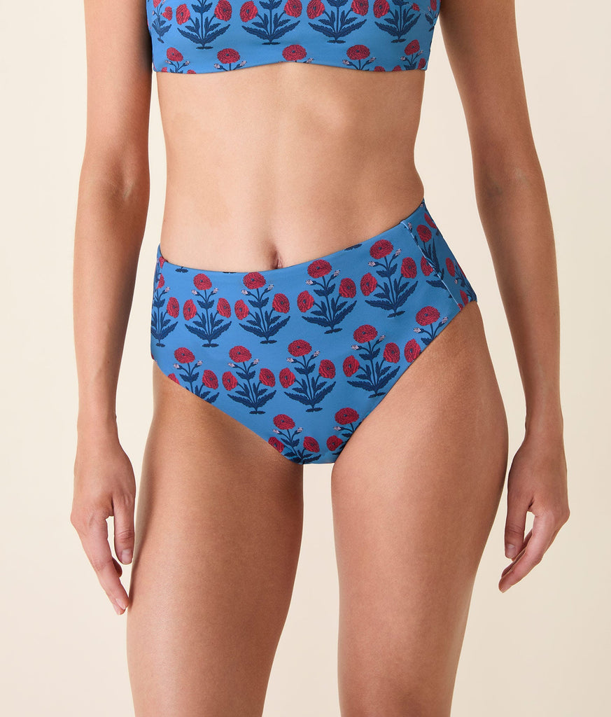 The High Rise Bikini Bottom - Eco Nylon - Blue Dandelion
