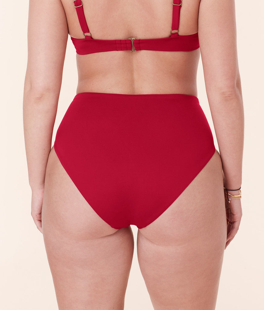 The High Rise Bikini Bottom - Eco Nylon - Garnet