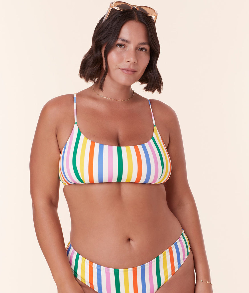 The Fiji Bikini Top - Eco Nylon - Rainbow Stripe