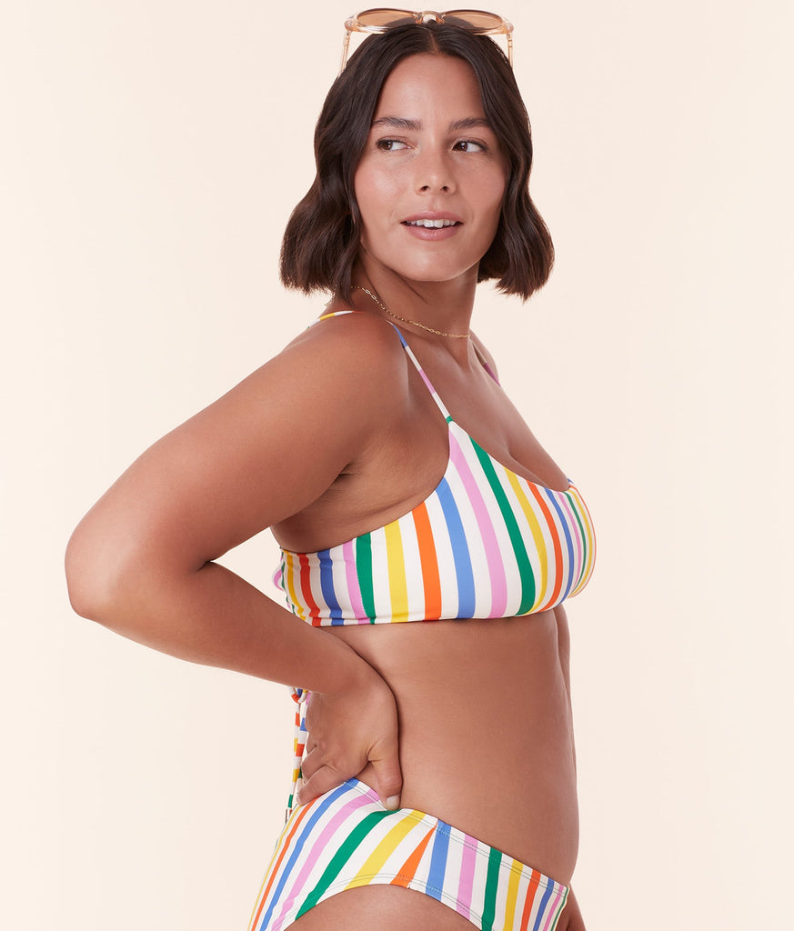 The Fiji Bikini Top - Eco Nylon - Rainbow Stripe