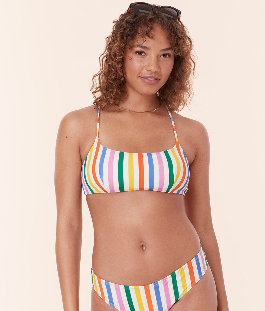 The Fiji Bikini Top - Eco Nylon - Rainbow Stripe