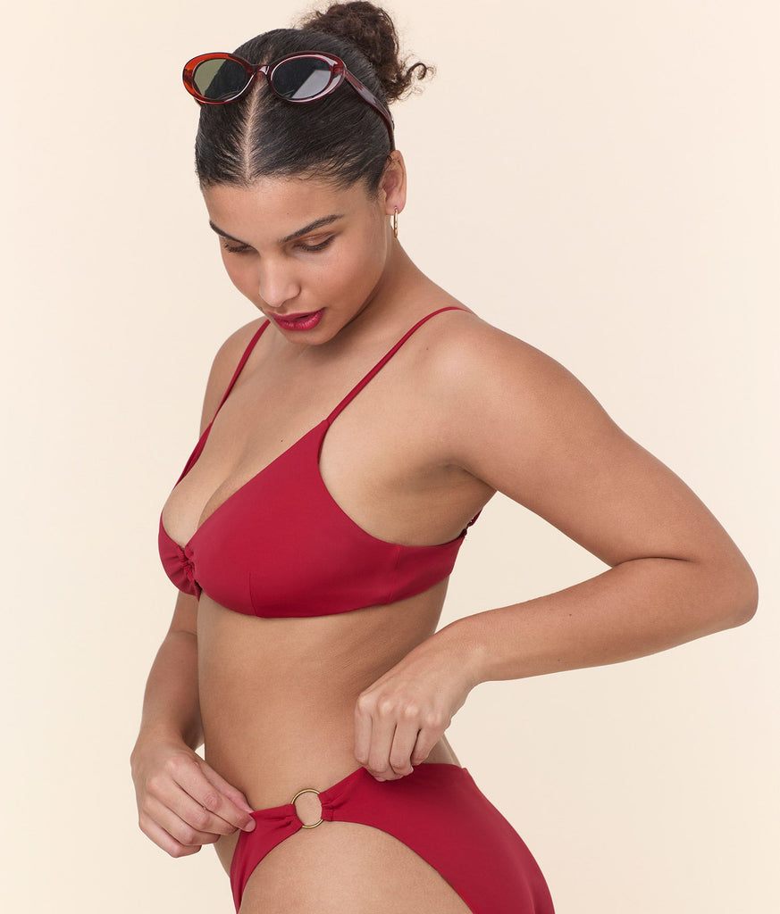 The Bonita Bikini Top - Eco Nylon - Garnet
