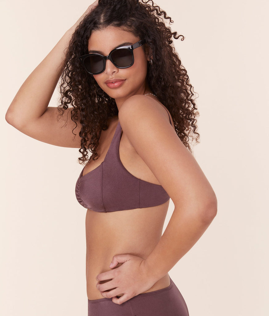 The Nadi Bikini Top - Satin - Licorice