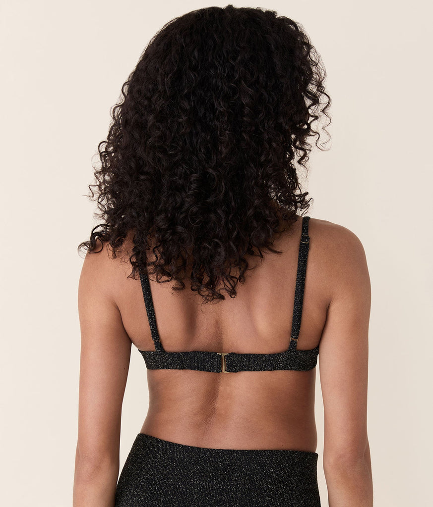 The Bermuda Bikini Top - Lurex Rib - Black