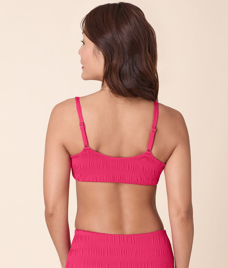 The Maui Bikini Top - Smocked - Bright Begonia