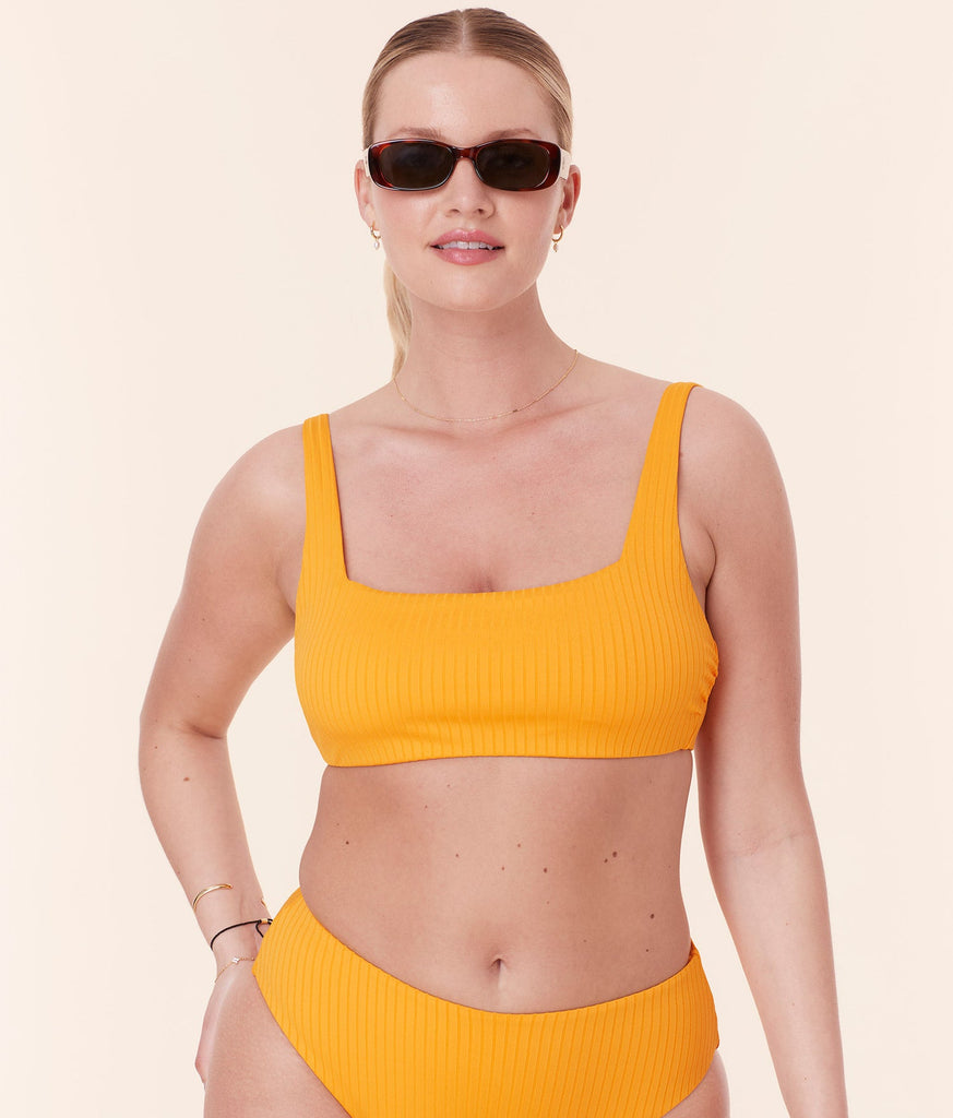The Rye Bikini Top - Wide Rib - Tangerine