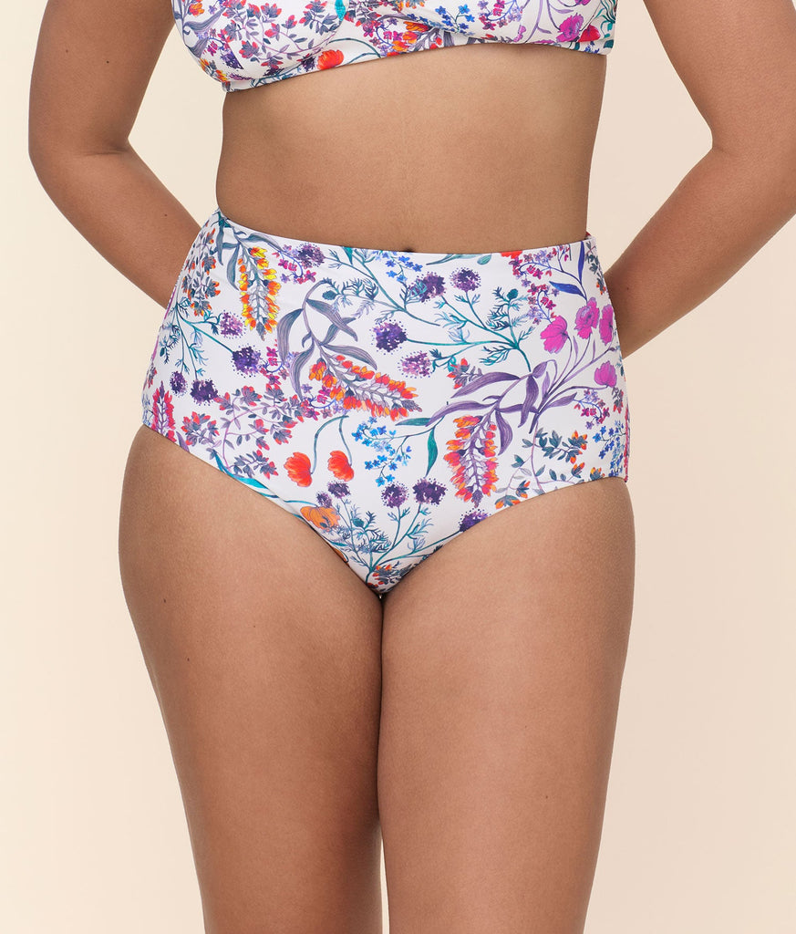 The Super High Waist Bikini Bottom - Eco Nylon - Botanical Floral