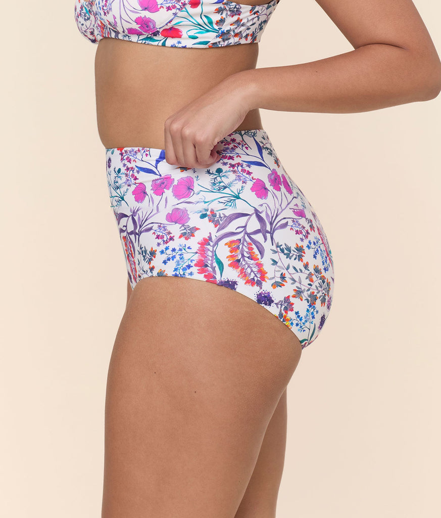 The Super High Waist Bikini Bottom - Eco Nylon - Botanical Floral