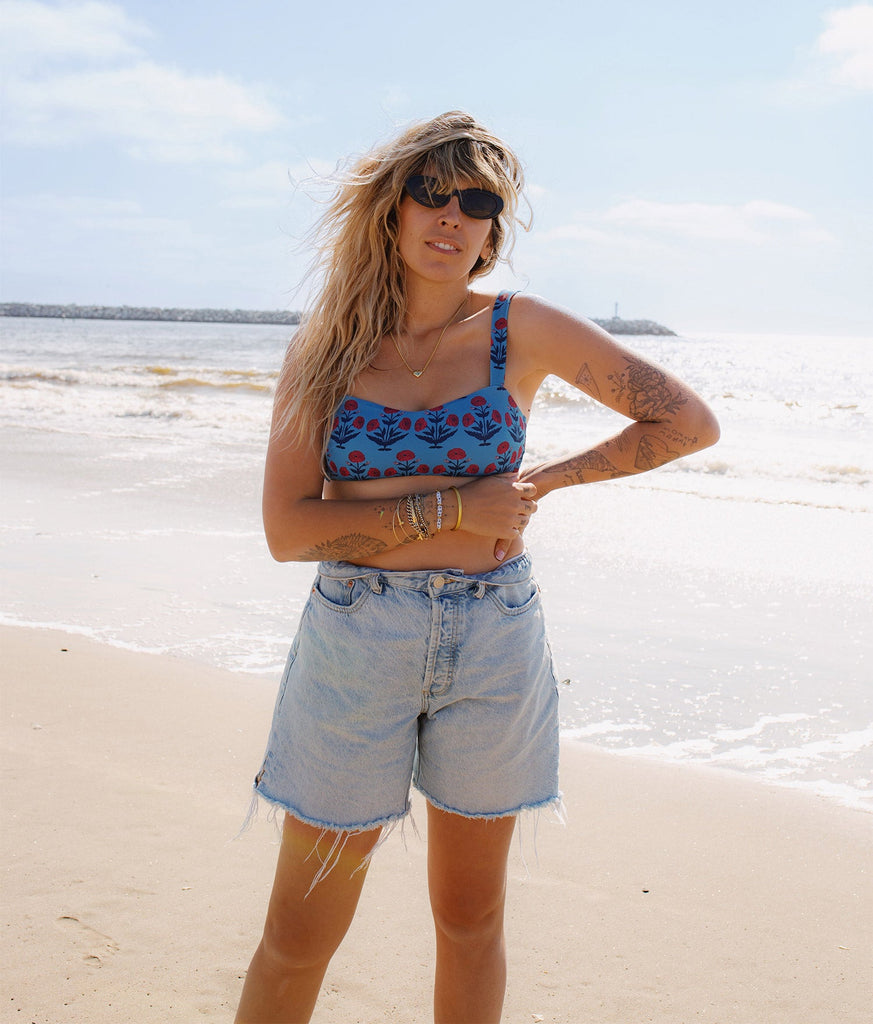 The Kalama Bikini Top - Eco Nylon - Blue Dandelion