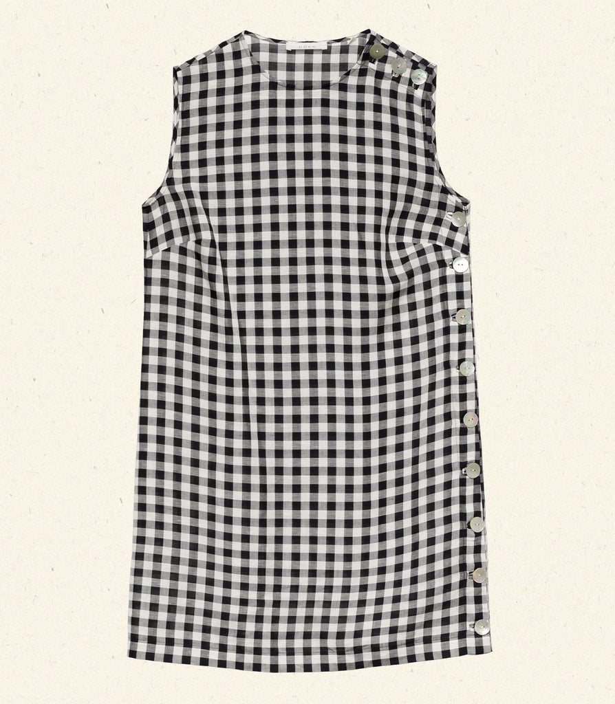 CORALIE DRESS -- BLACK MARILYN GINGHAM