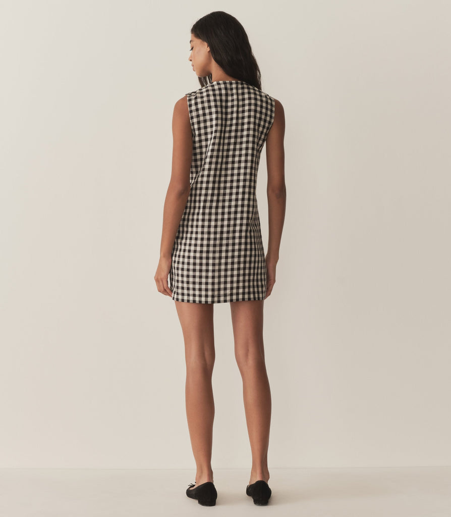 CORALIE DRESS -- BLACK MARILYN GINGHAM