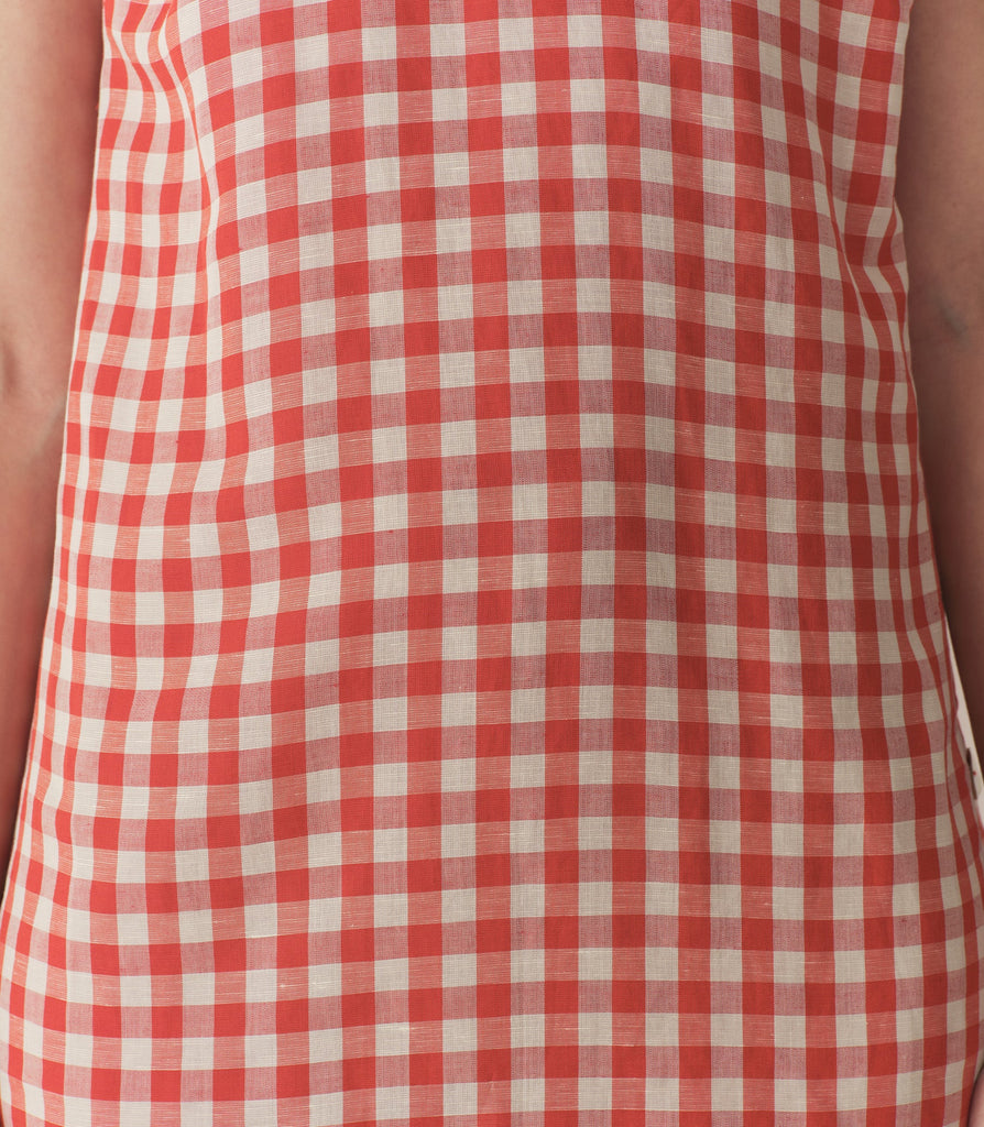 CORALIE DRESS -- SCARLET MARILYN GINGHAM