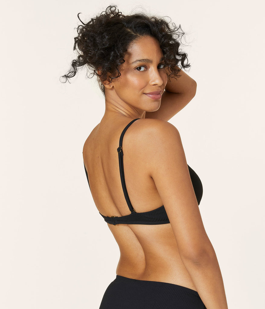 The Valencia Bikini Top - Ribbed - Black
