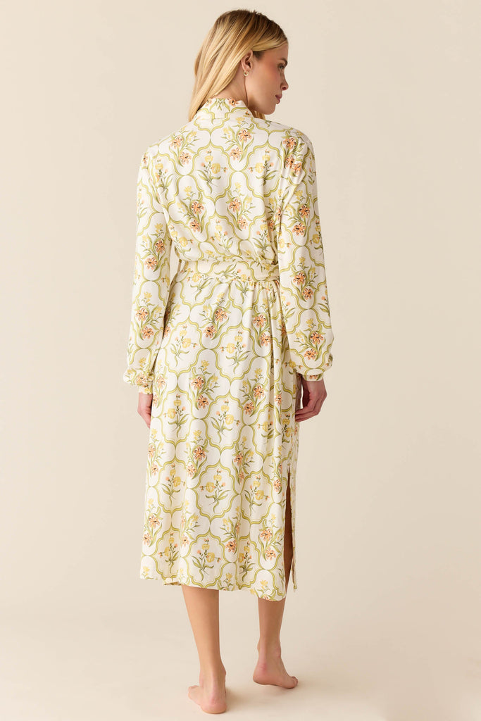 Della Cloud Jersey Banded Midi Robe in Fleur