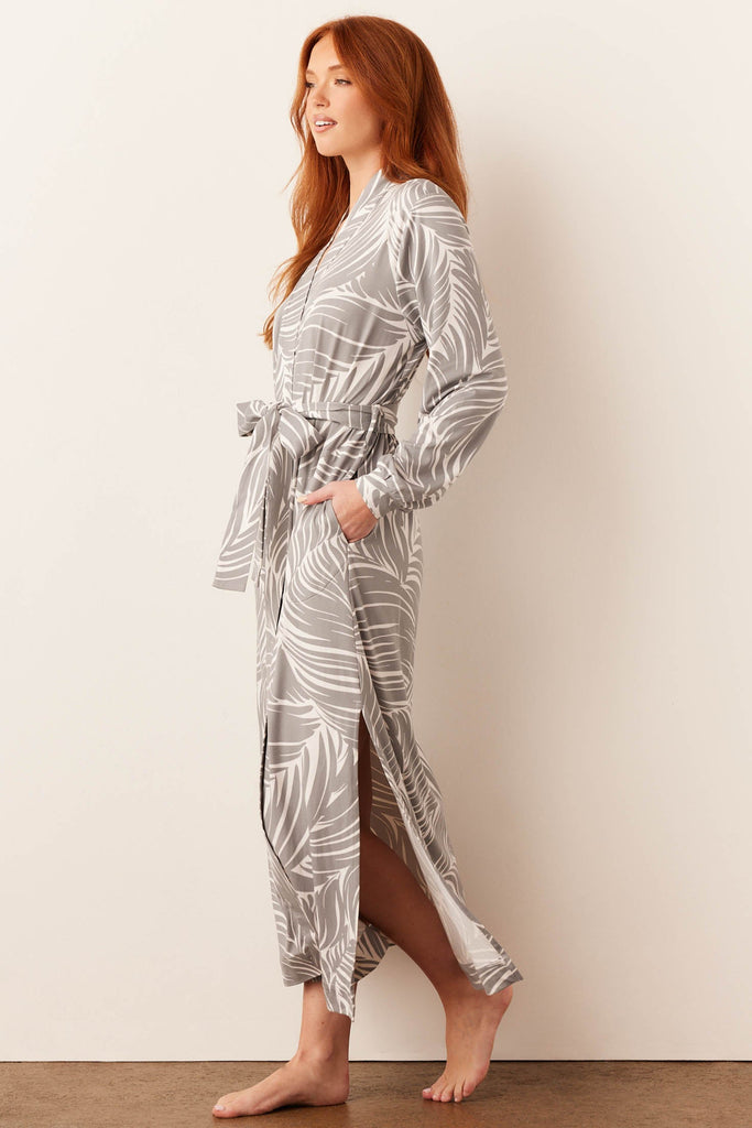Skyler Cloud Jersey Banded Long Robe in Whisper