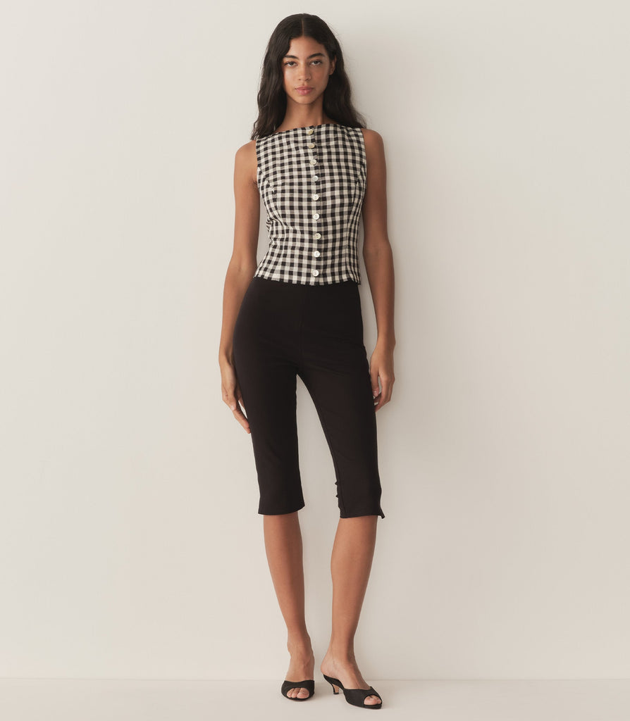 HAYDEN TOP -- BLACK MARILYN GINGHAM
