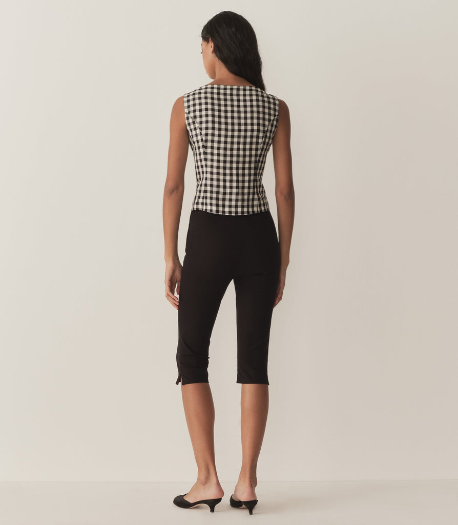 HAYDEN TOP -- BLACK MARILYN GINGHAM