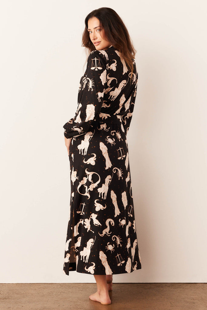 Skyler Cloud Jersey Banded Long Robe in Zodiac