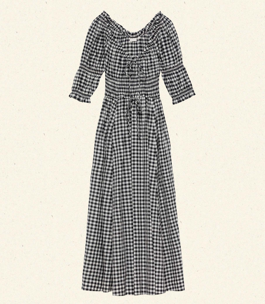 ISCHIA DRESS -- NOIR GRETA GINGHAM