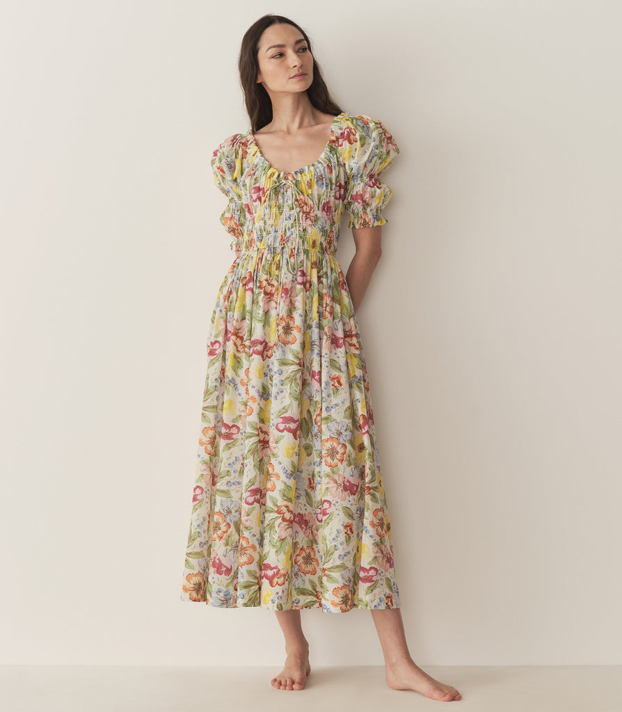 ISCHIA DRESS -- BLANC ANEMONE BLOOM
