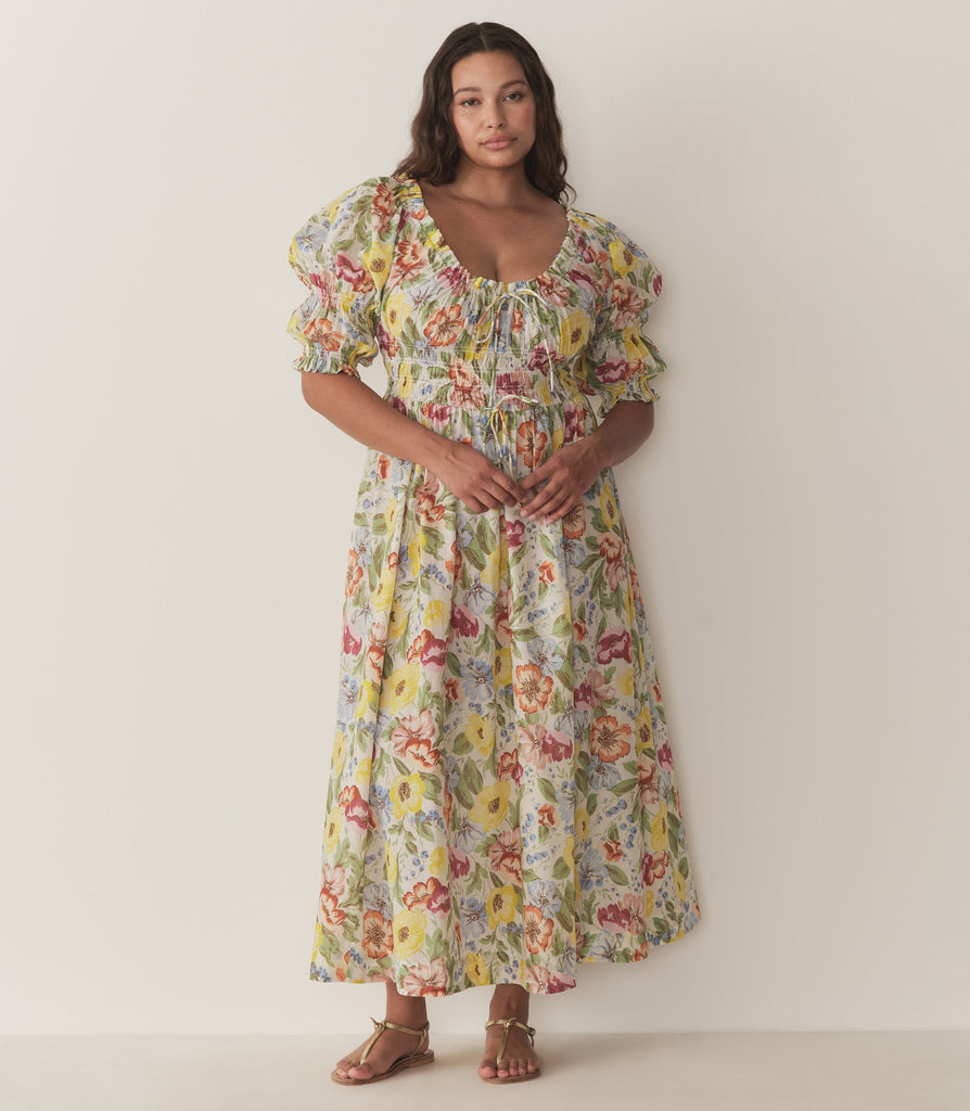 ISCHIA DRESS -- BLANC ANEMONE BLOOM