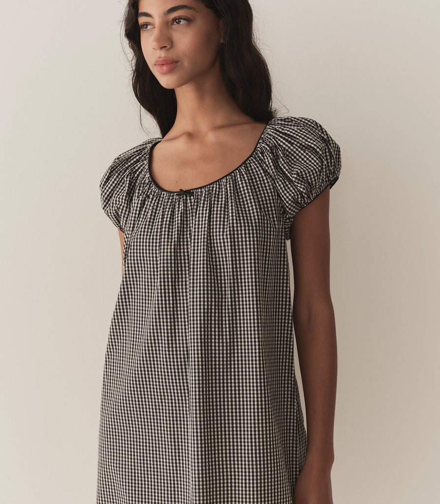 JULIA DRESS -- NOIR LA MADDALENA GINGHAM