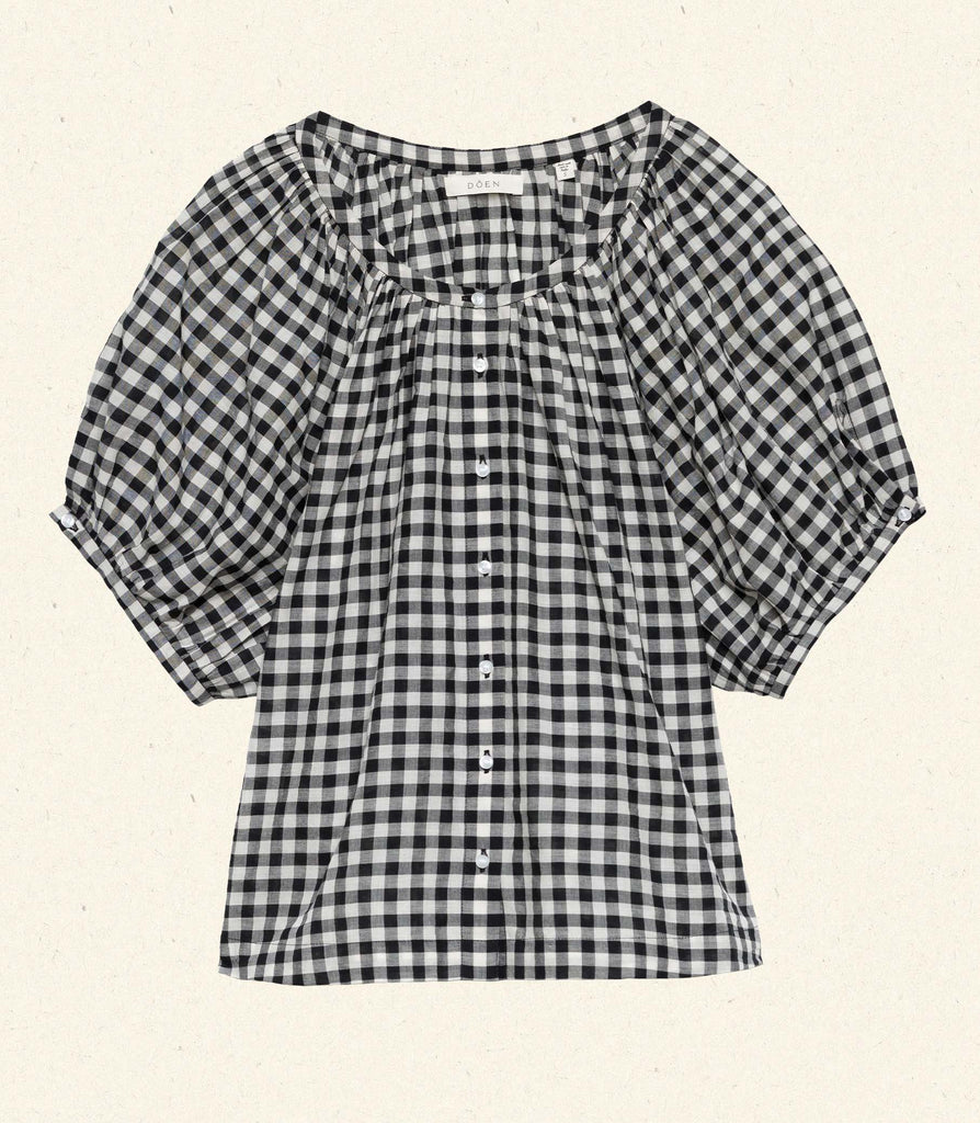 JUNE TOP -- NOIR GRETA GINGHAM