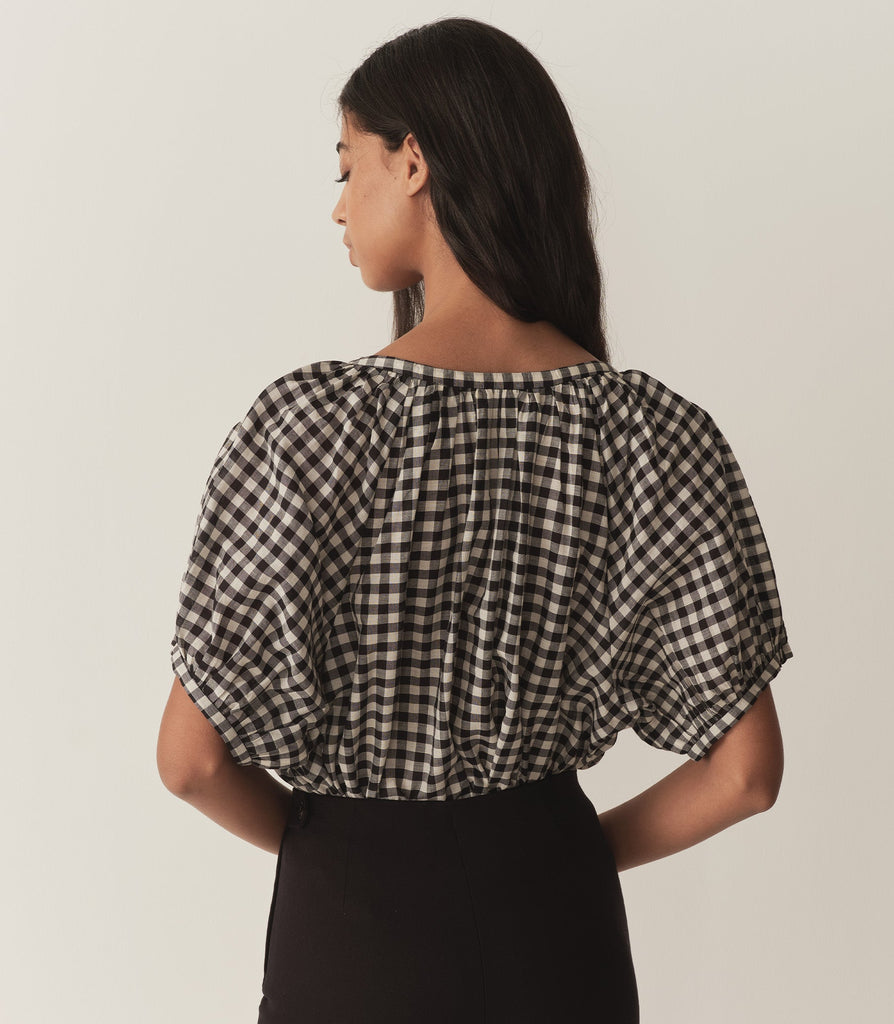 JUNE TOP -- NOIR GRETA GINGHAM
