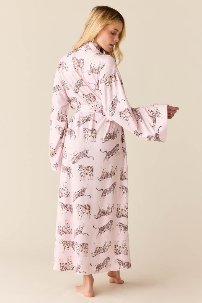 Kaia Cloud Jersey Kimono Robe in Tiger Lily