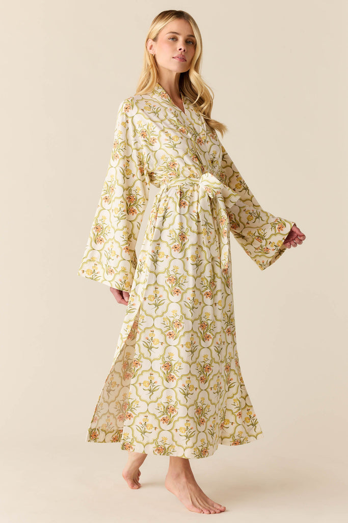 Kaia Cloud Jersey Kimono Robe in Fleur