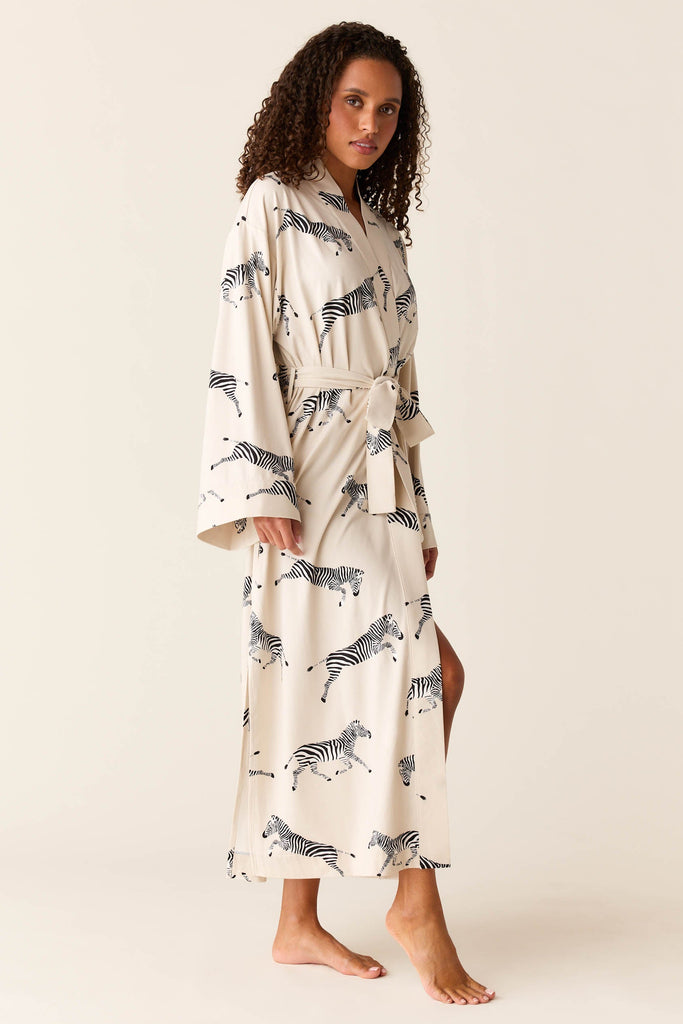 Kaia Cloud Jersey Kimono Robe in Animalia