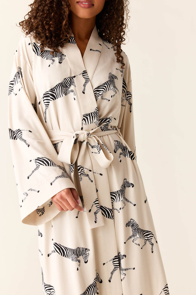 Kaia Cloud Jersey Kimono Robe in Animalia