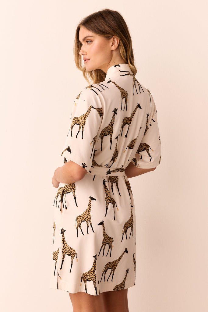 Marisa Cloud Jersey Short Robe in Sahara