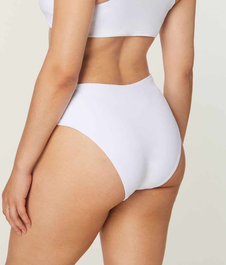 The 90s High Waist Bikini Bottom - Eco Nylon - White