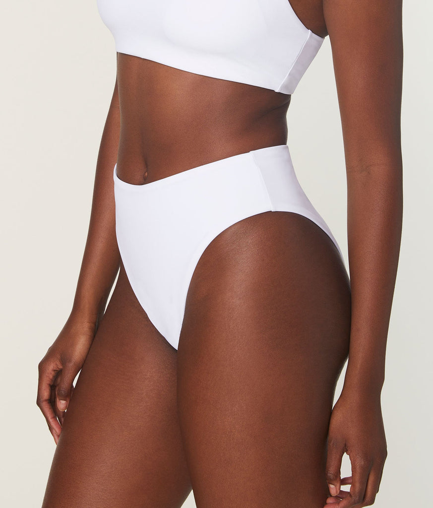 The 90s High Waist Bikini Bottom - Eco Nylon - White