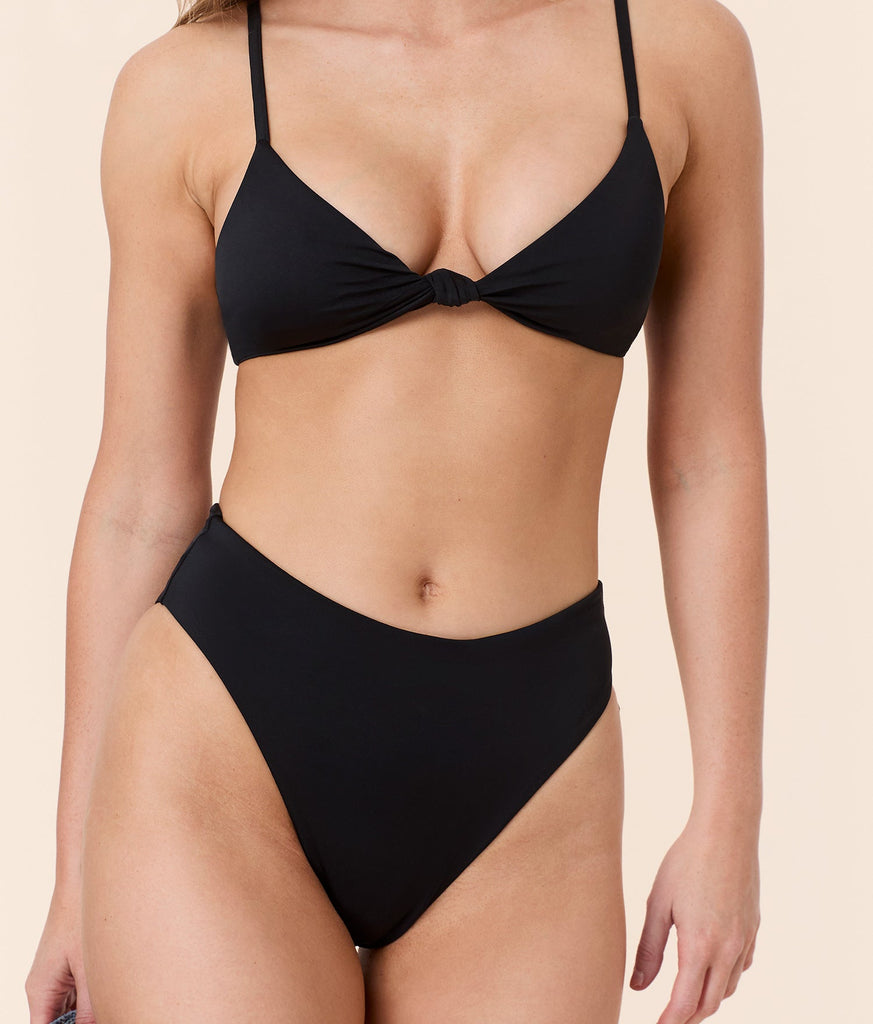 The 90s High Waist Bikini Bottom - Eco Nylon - Black